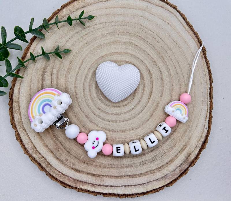 Schnullerkette - Personalisierte Regenbogen Wolke Stern Geschenk Baby Geschenke von Etsy - Babyperlenparadies