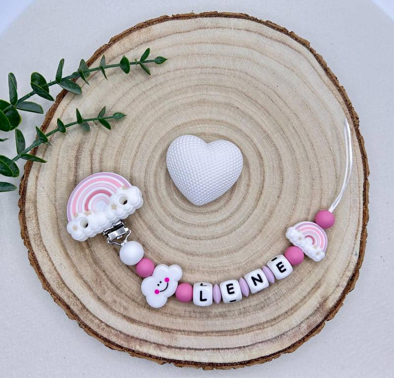 Schnullerkette - Personalisierte Regenbogen Wolke Stern Geschenk Baby Geschenke von Etsy - Babyperlenparadies