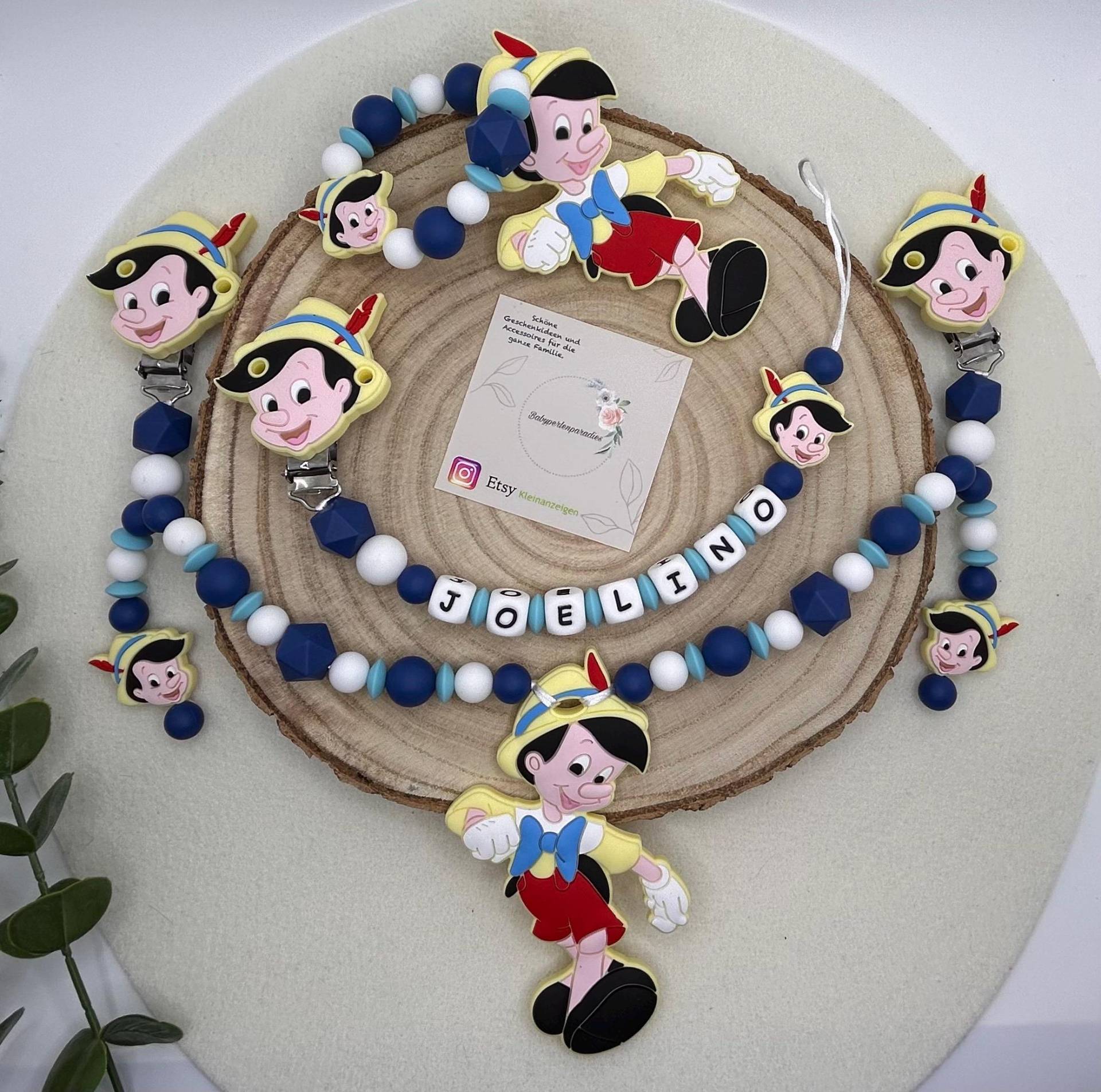 xxl Set, Pinocchio, Personalisierte Schnullerkette, Greifring, Kinderwagenkette xxl Set, Pinocchio, Personalisierte Schnullerkette, Greifring, Kinderwagenkette von Etsy - Babyperlenparadies