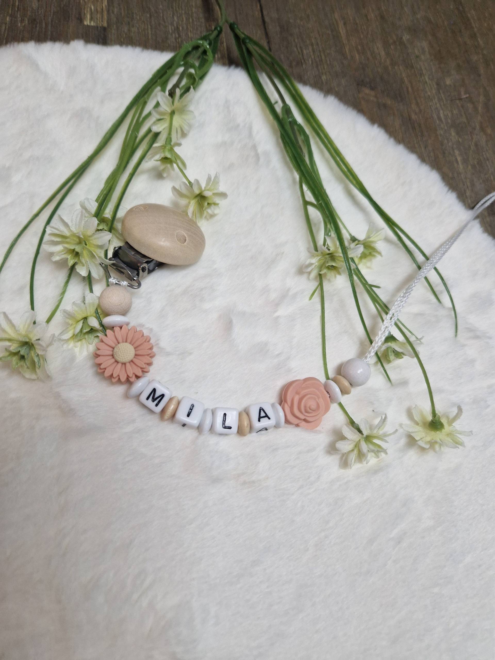 Schnullerkette Mit Namen Blume Schnullerkette Mit Namen Blume von Etsy - Bambinidream