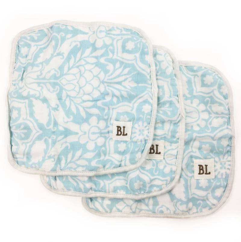 3Er-Pack Musselin Waschlappen, Hergestellt Aus Bio-Baumwolle - Blau Floral 4 Schichten Weichem von Etsy - BambinoLand