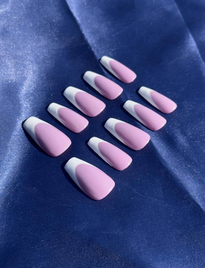 Handmade Press-On Nails, Lila French Tipps von Etsy - BarbiesNailSpace