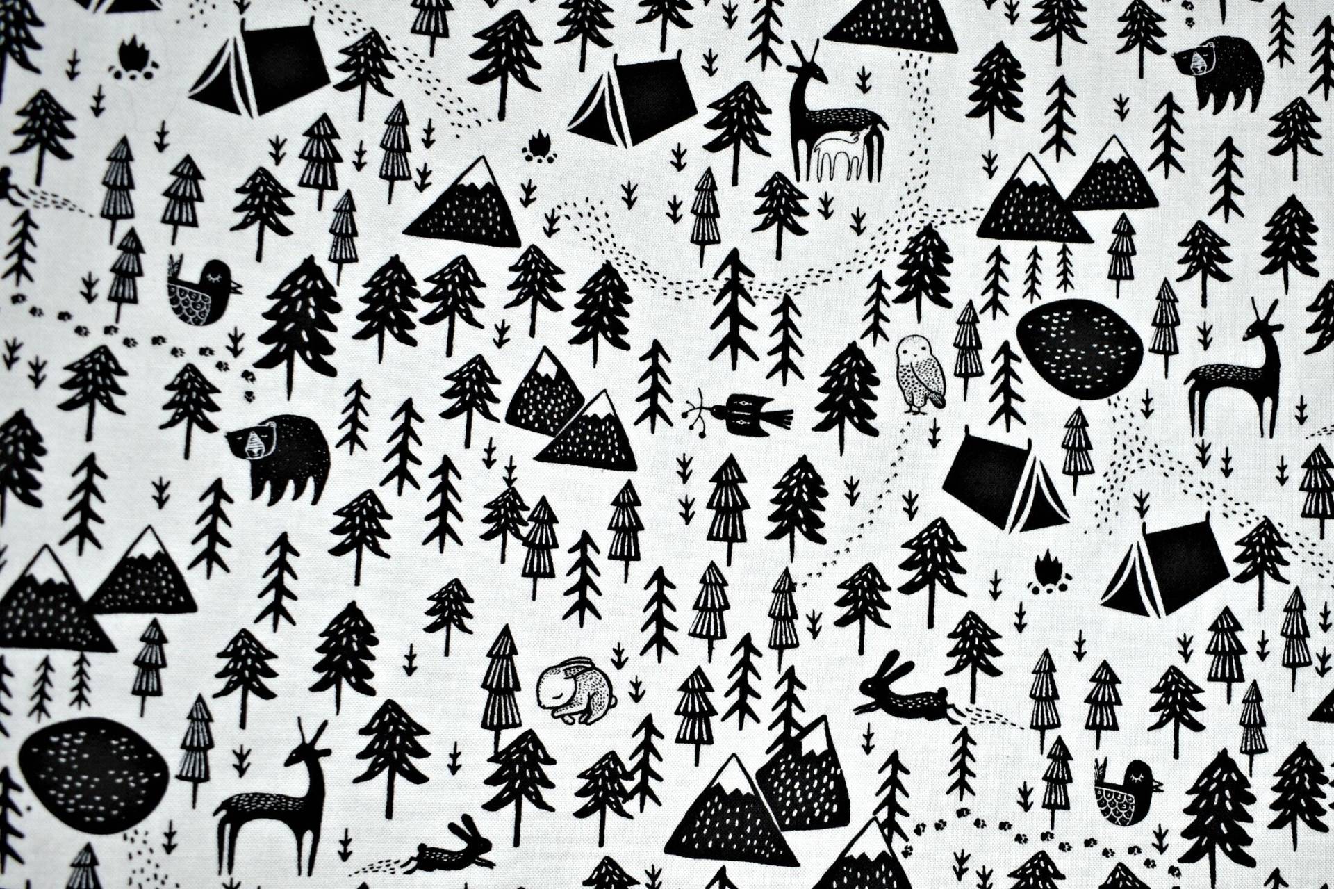 Schwarz & Weiß/Creme Camping Wickelunterlage, Waldlandschaft Kinderzimmer Bezug, Berg Baum Wickelbezug, Wald Pad Cover von Etsy - BearandCubGoods