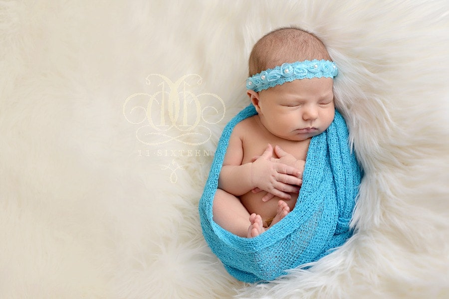 Set Türkis Stirnband Stretch Strick Wrap Neugeborene Fotografie Requisite von Etsy - BeautifulPhotoProps