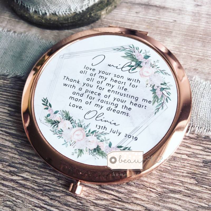 Personalisierte Mutter Der Bräutigam Braut Danke Von Zitat Floral Rose Gold Kompakt Spiegel Hochzeitsgeschenk von Etsy - Beautifulgiftshop