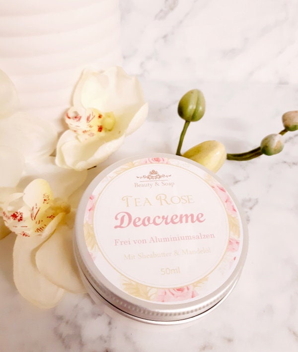 Deocreme Tea Rose 50Ml Vegan+Alufrei, Tiegel Besteht Aus 100% Recyeltem Material Deocreme Tea Rose 50Ml Vegan+Alufrei, Tiegel Besteht Aus 100% Recyeltem Material von Etsy - BeautyAndSoap