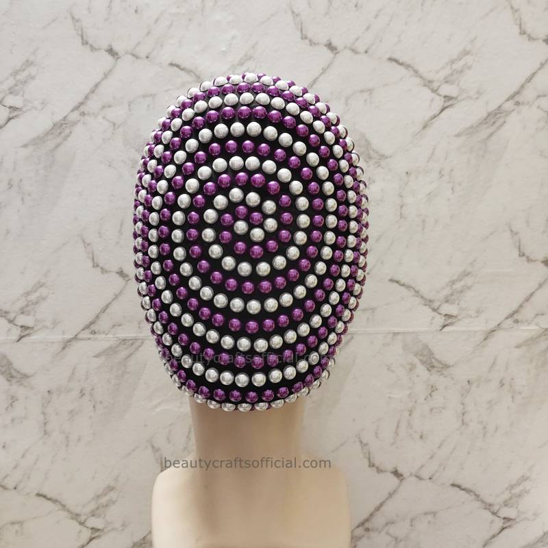 Benutzerdefinierte Spirale Haute Couture Gesichtsmaske, Handgemachte Margiela Vollgesichtsmaske Mit Lila Und Weißen Juwel Perlen von Etsy - BeautyCraftsOfficial