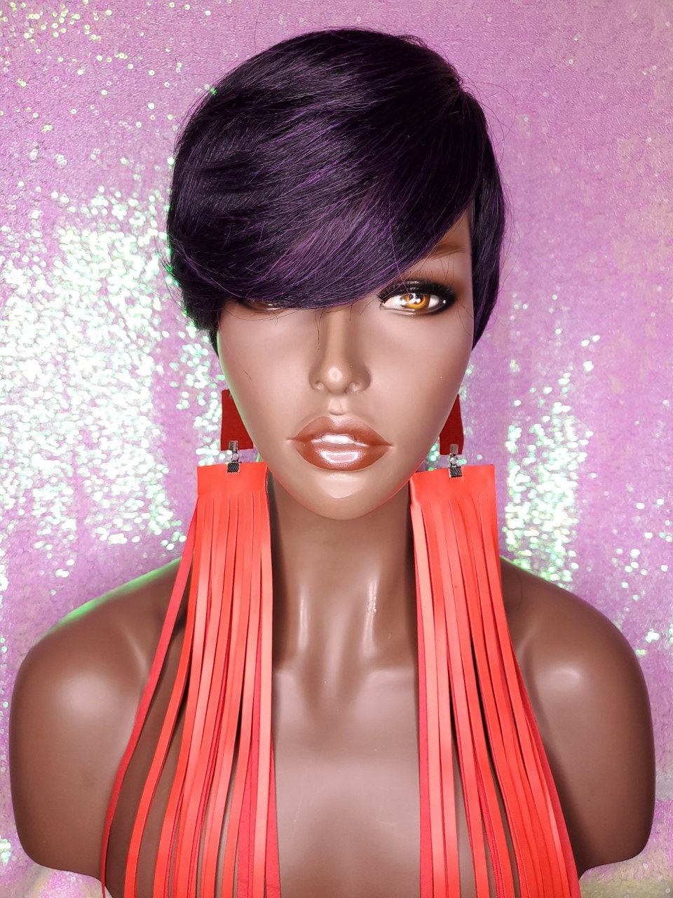 Lila Haar Pixie Short Cut Swoop Bang Style Perücke Für Frauen von Etsy - Beautyblessings6