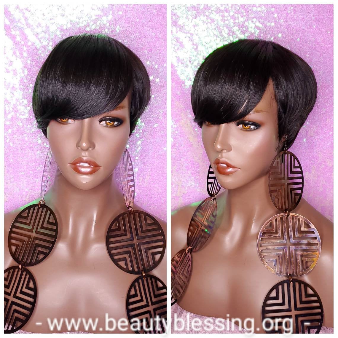 Swoop Bang Perücke Short Style Pixie Cut Remy 100% Echthaar-Perücke Für Frauen von Etsy - Beautyblessings6