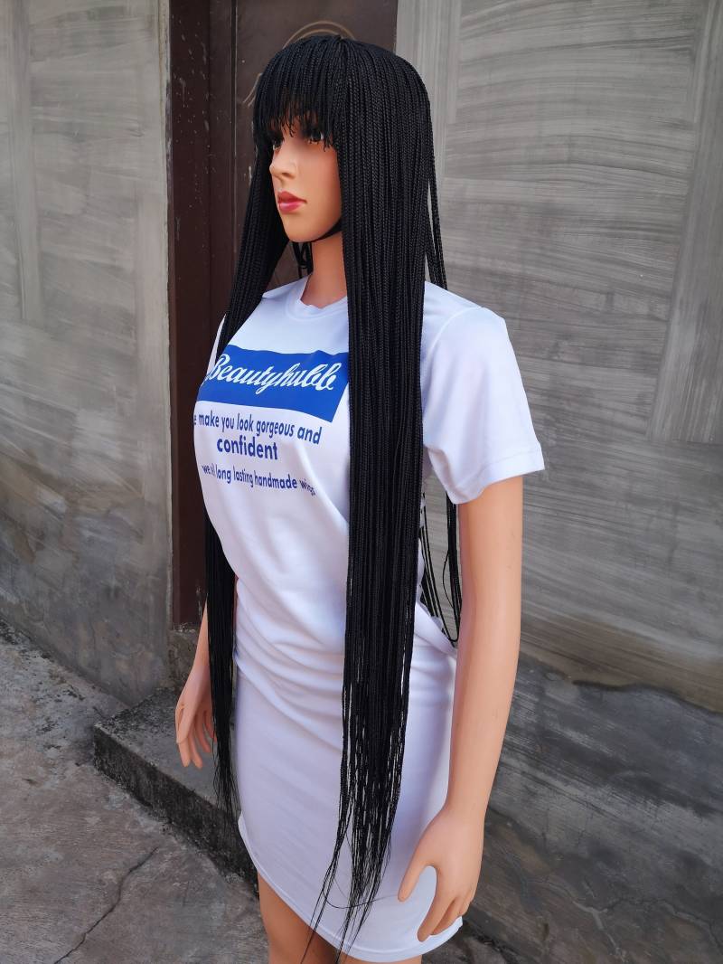 36 "Fringe With Pony Box Braid Perücke Geflochtene Perücke, Für Schwarze Frauen, Braids, Fringe Pony von Etsy - Beautyhubb