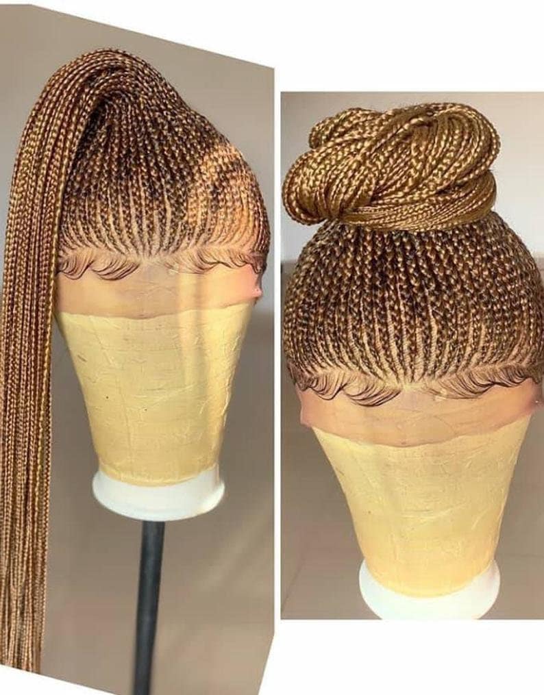 Cornrow Box Geflochtene Perücke Für Schwarze Frauen Geflochtene Front, Verschluss Oder Volle Spitze Menschliche Haarverschluss Custom Zöpfe von Etsy - Beautyhubb