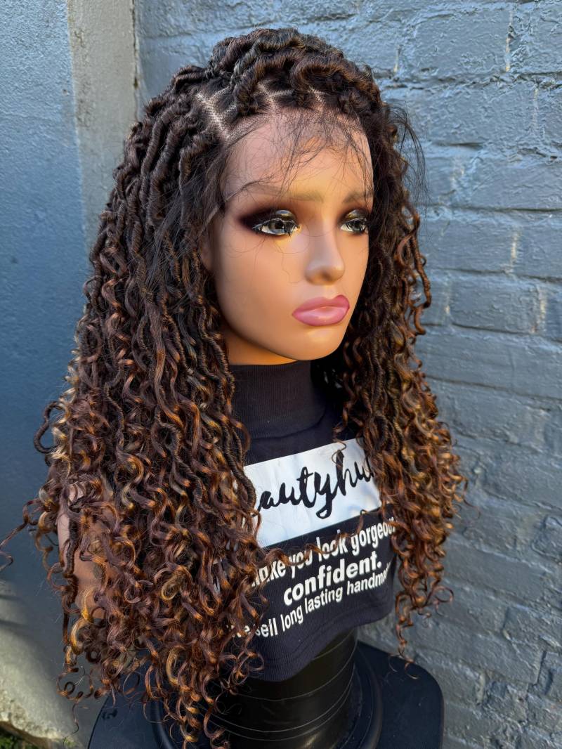 Front Lace Perücke, Messy Locs, Dreadlocks, Faux Loks, Perücke Für Schwarze Frauen, Geflochtene Perücken, Zöpfe Spitzen Spitze Frontale von Etsy - Beautyhubb