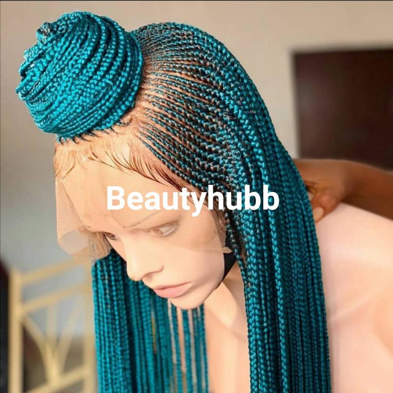 Grüne Perücke, Cornrows, Box Braids, Perücke Für Schwarze Frauen, Geflochtene Zöpfe Lace Perücken, Braid Volle Spitze von Etsy - Beautyhubb