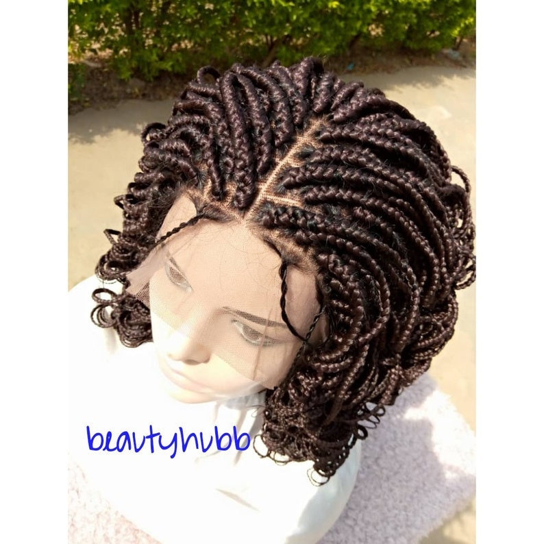 Kurze Perücke, Box Braids, Perücke Für Schwarze Frauen, Geflochtene Zopfperücken, Lace Perücken, Lockige Locken Frontale Braid von Etsy - Beautyhubb