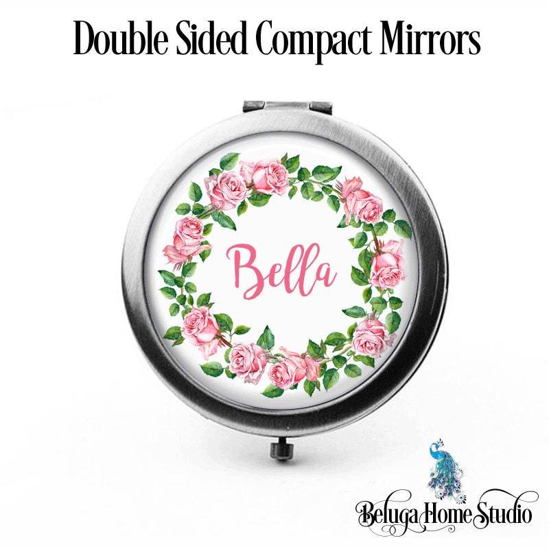 Kleiner Spiegel Aquarell Stil Rosa Rosen Blumenkranz The Bella Brautjungfer Geschenke Kosmetikspiegel Personalisierte von Etsy - BelugaHomeStudio