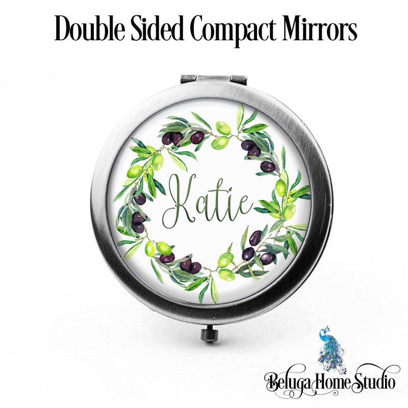 Kompaktspiegel Olivenzweige Blumenkranz Die Katie Brautjungfer Geschenke Kosmetikspiegel Personalisierte Geburtstage Damen Frauen von Etsy - BelugaHomeStudio