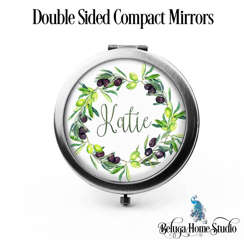 Kompaktspiegel Olivenzweige Blumenkranz Die Katie Brautjungfer Geschenke Kosmetikspiegel Personalisierte Geburtstage Damen Frauen von Etsy - BelugaHomeStudio