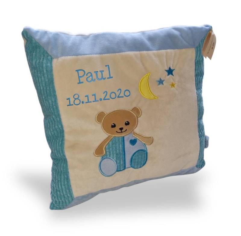 Besticktes Kissen Mit Bärchenmotiv Und Name & Datum Bestickt Besticktes Kissen Mit Bärchenmotiv Und Name & Datum Bestickt von Etsy - BentiniStickerei