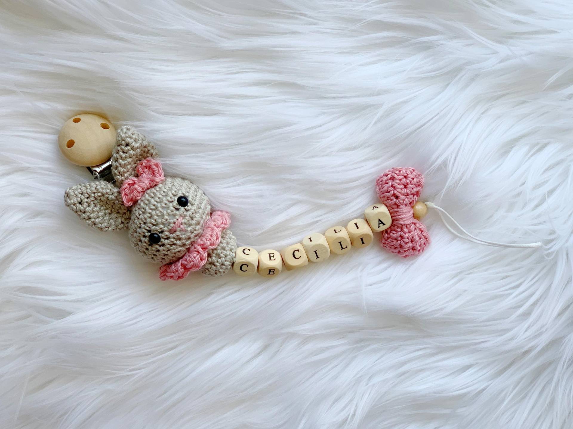 Schnullerkette Baby Geschenk Häkel Set Amigurumi Schnullerhalter Schnullerclip Hase von Etsy - BestLovelythings