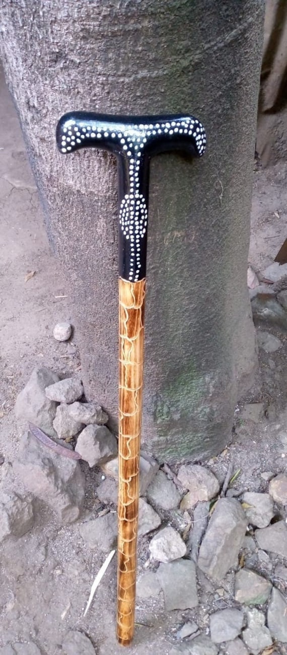 Art Deco Gebogener Mini-T-Griff Afrika Original Wandern Gehstock Stabilität Handarbeit Kenia 1Pc Jacaranda Holz Unisex Pik & Größe von Etsy - Bestgemdiamond