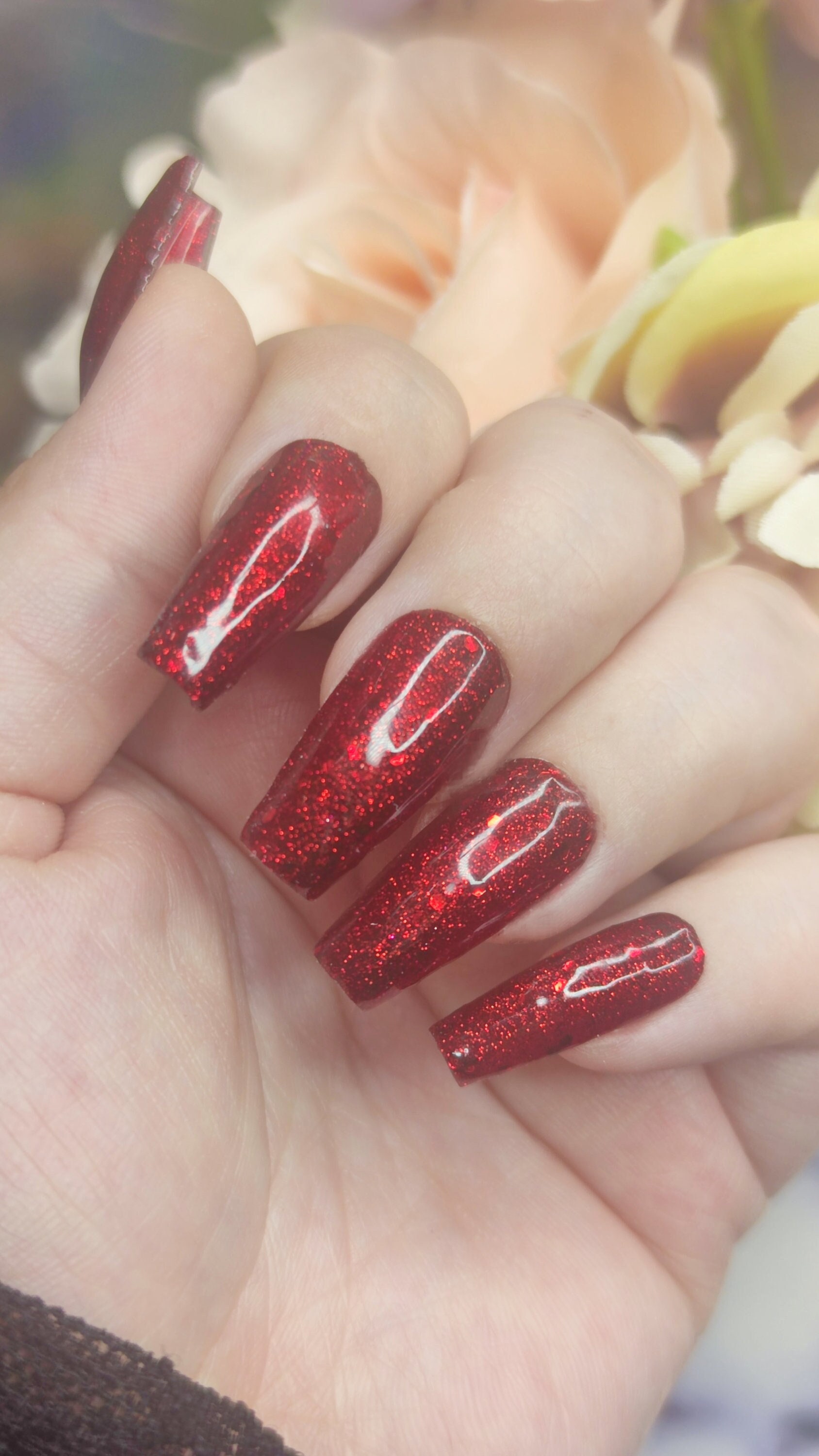 Press On Nails Ballerina, , Red Glitter'' Press On Nails Ballerina, , Red Glitter'' von Etsy - Blackdiamontbynadine