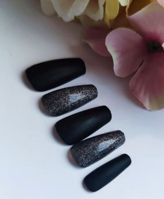 Press On Nails Gelnägel Künstliche Nägel Handgefertigt Ballerina Design , , Black & Flashlight'' Press On Nails Gelnägel Künstliche Nägel Handgefertigt Ballerina Design , , Black & Flashlight'' von Etsy - Blackdiamontbynadine
