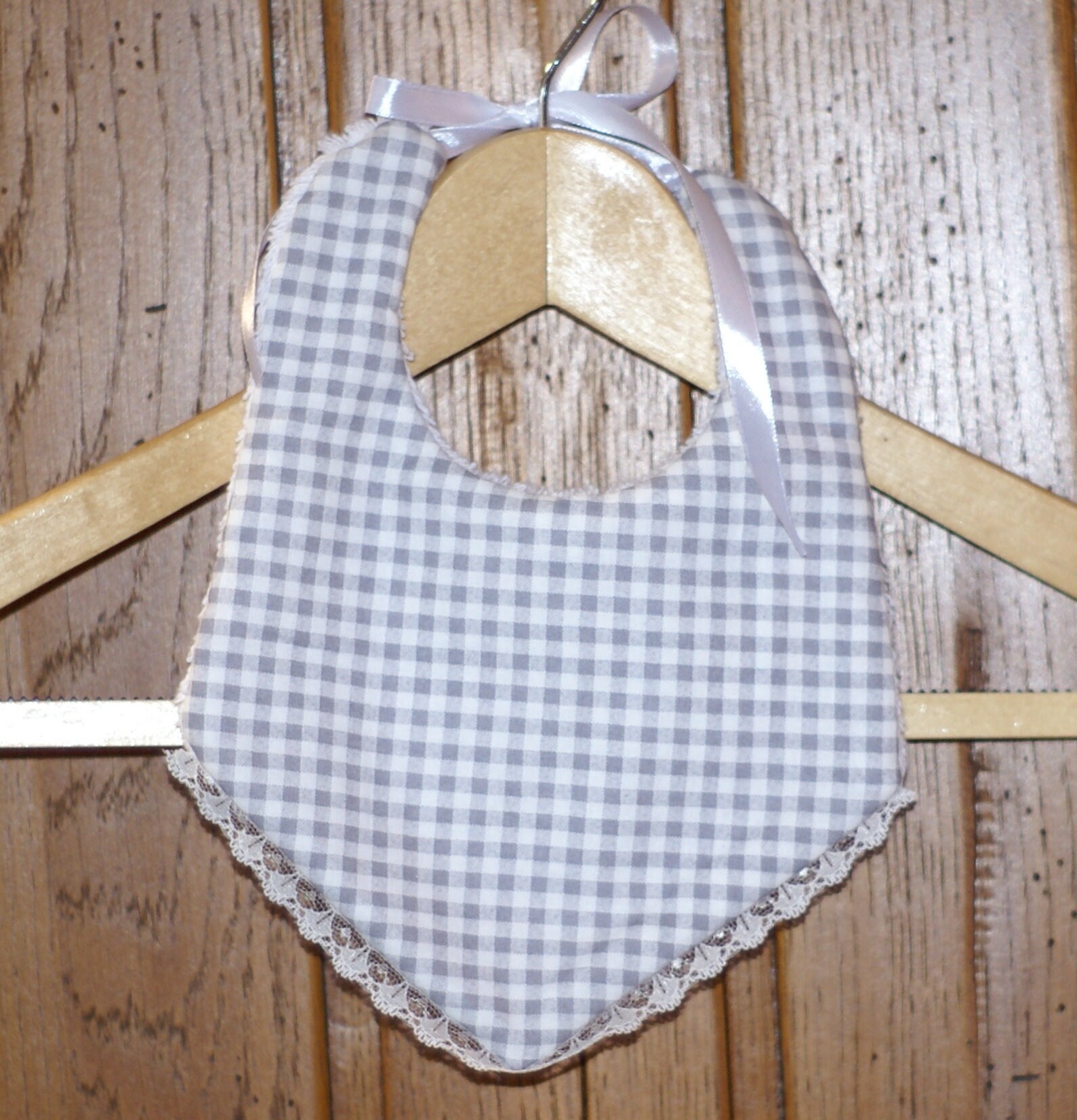Lätzchen Gebunden Spitze "Vichy-Grau" von Etsy - Blancpastel