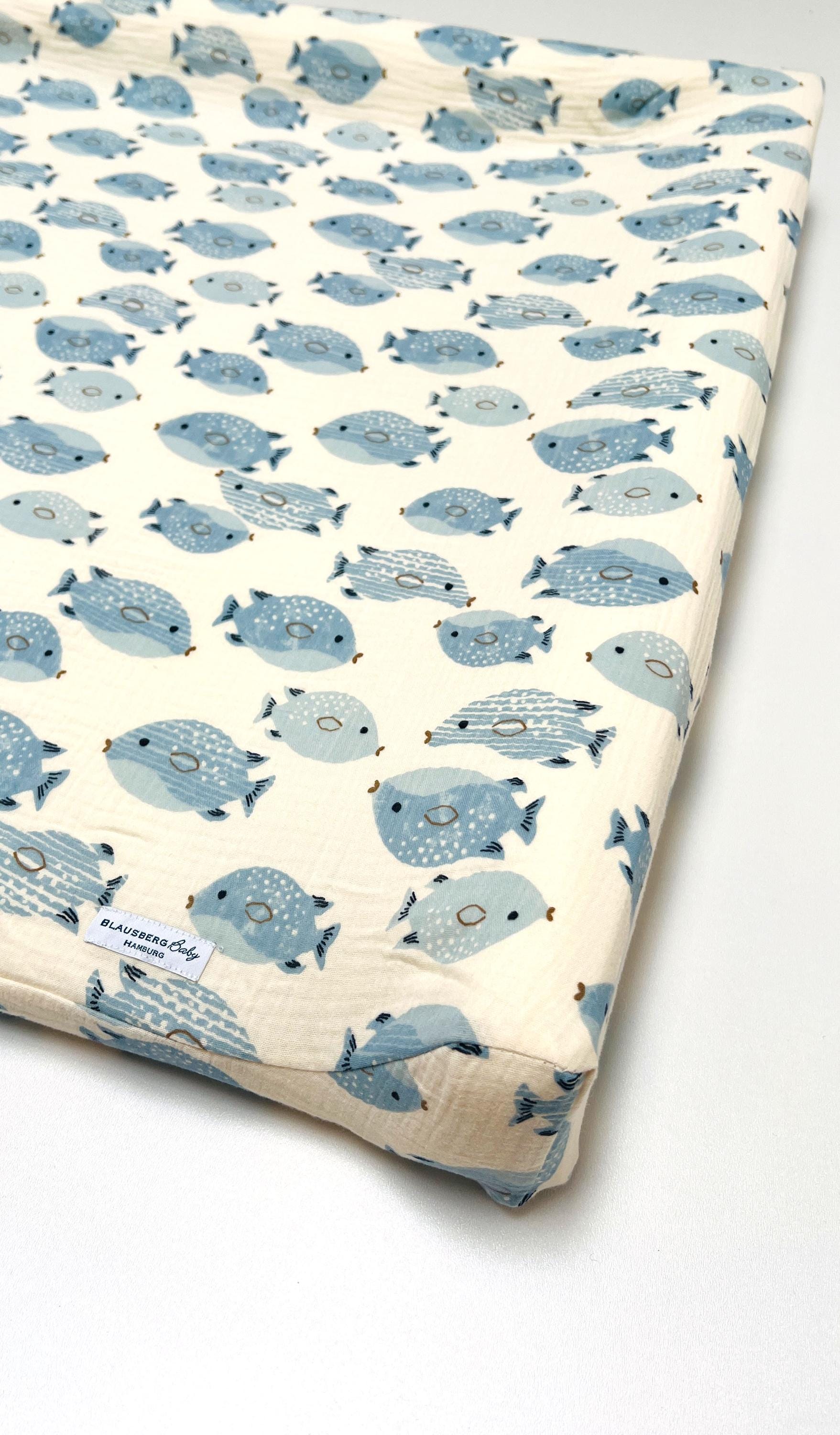 Bezug Für Wickelauflage Wickelunterlage Vädra Von Ikea in Musselin Fisch Blau Beige von Etsy - BlausbergBaby