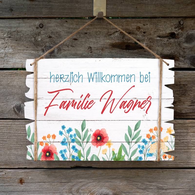 Schild "Herzlich Willkommen" - Wildblumen 02 Mit Deinem Wunschnamen Personalisierbar, Aus 3mm Alu Dibond von Etsy - BlimmelBlammel