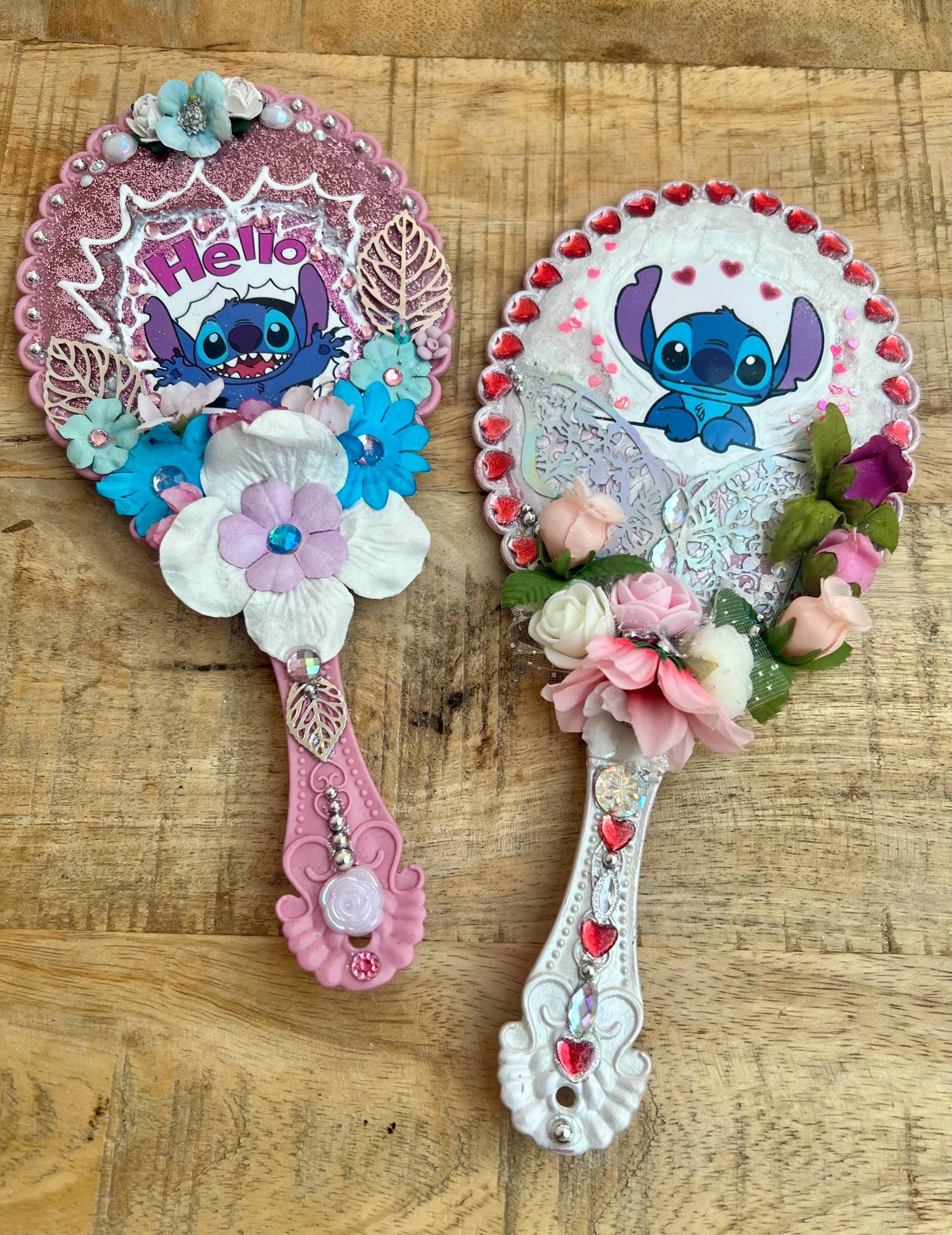 Ein Taschenspiegel, Stitch Thema. Handgefertigtes Geschenk Für Sie/Frau Freund Brautjungfer, Make-Up Hand Kosmetikspiegel, Verzierte Edelsteine von Etsy - BlingArtCrafts