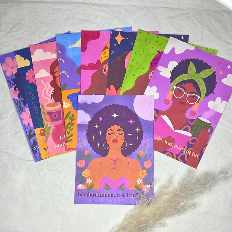 Achtsamkeitskarte Für Frauen |Emotionen Zulassen | Selfcare Illustration Empowerment Postkarte Geschenk Mentale Gesundheit von Etsy - Bloomingela