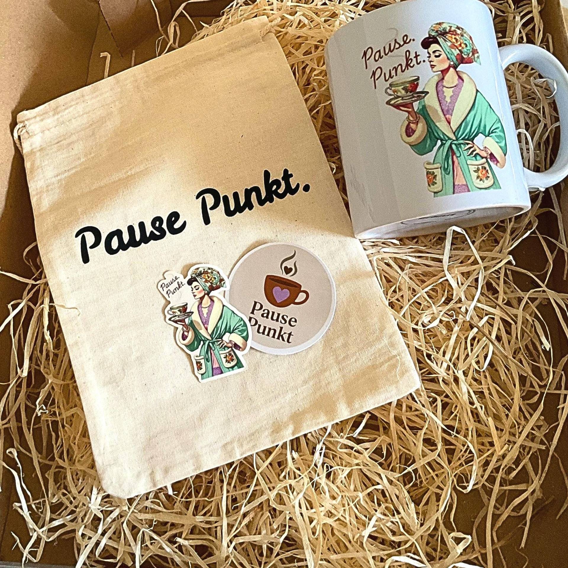 Geschenkset Für Frauen Pause Punkt | Beutel 15x20 cm, Tasse Und Sticker Geschenk Freundin Mama Oder Kollegin Kleine Aufmerksamkeit von Etsy - Bloomingela