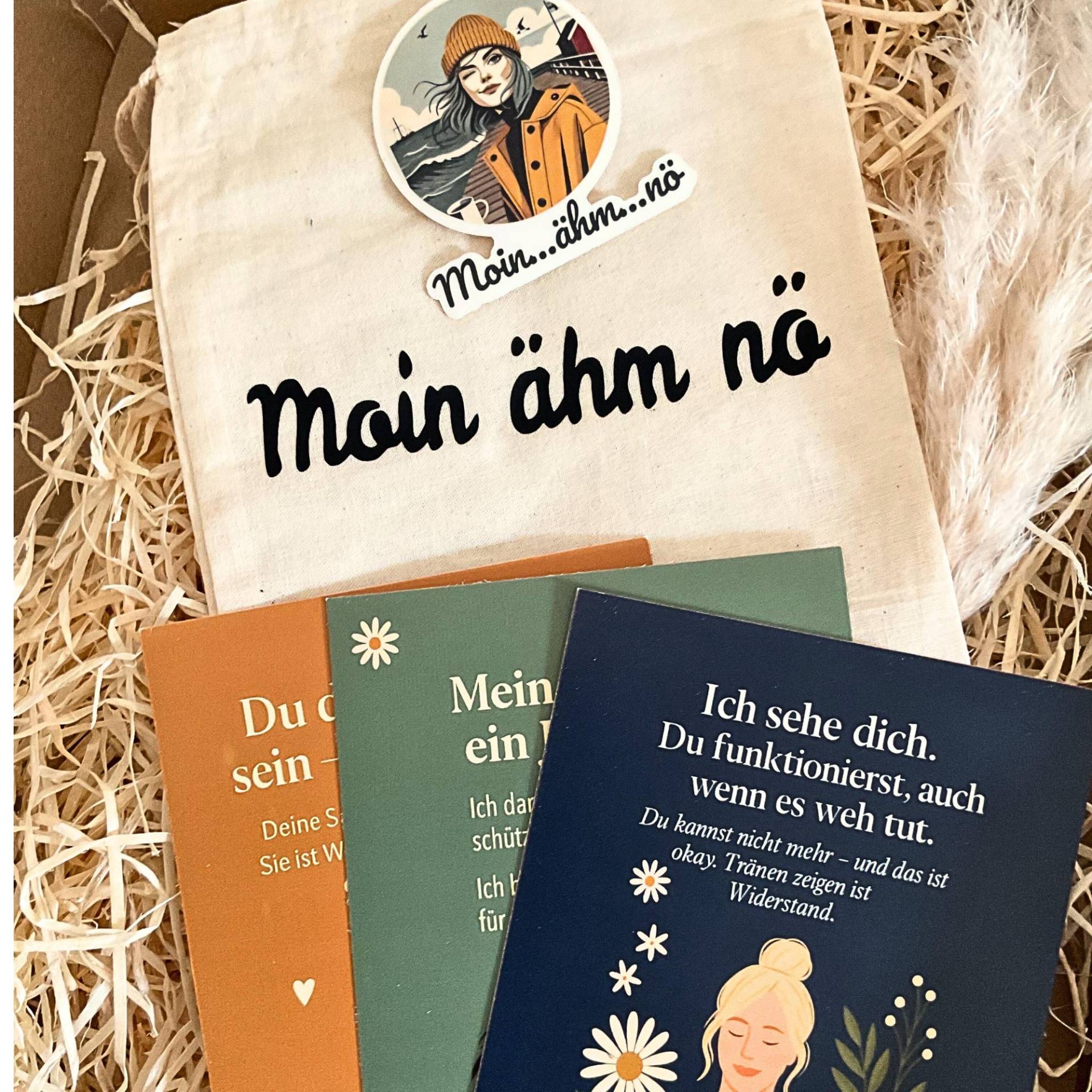 Geschenkset Moin Ähm Nö | 3 Mutmachkarten & Beutel Mit Sticker Kleine Auszeit Für Frauen Selfcare Geschenk Freundin von Etsy - Bloomingela
