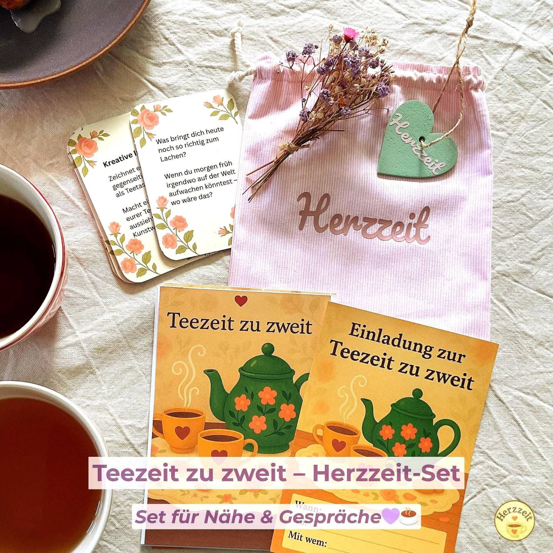 Teezeit Zu Zweit - Herzzeit-Set | Gesprächskarten & Rezepte Geschenkidee Für Freundinnen, Mama, Oma, Paare Zeit Genießen von Etsy - Bloomingela
