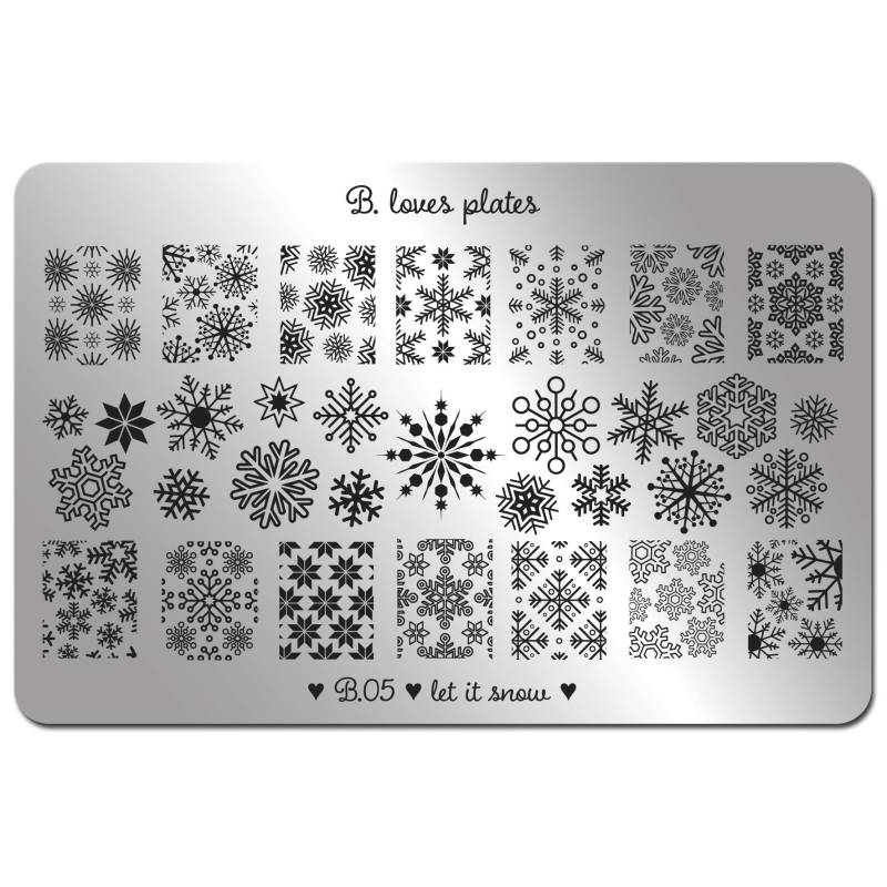 B.05 - Nagel-Kunst Teller Winter Schneeflocke Nägel Lassen Sie Es Schnee von Etsy - BlovesPlates