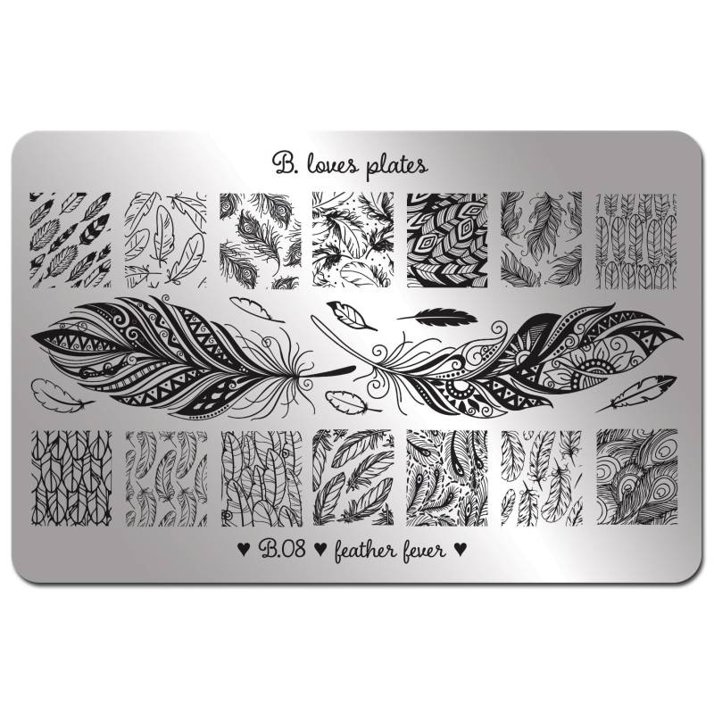 B.08 - Nailart Stanzplatte Azteken Design Nägel Federn Fieber von Etsy - BlovesPlates