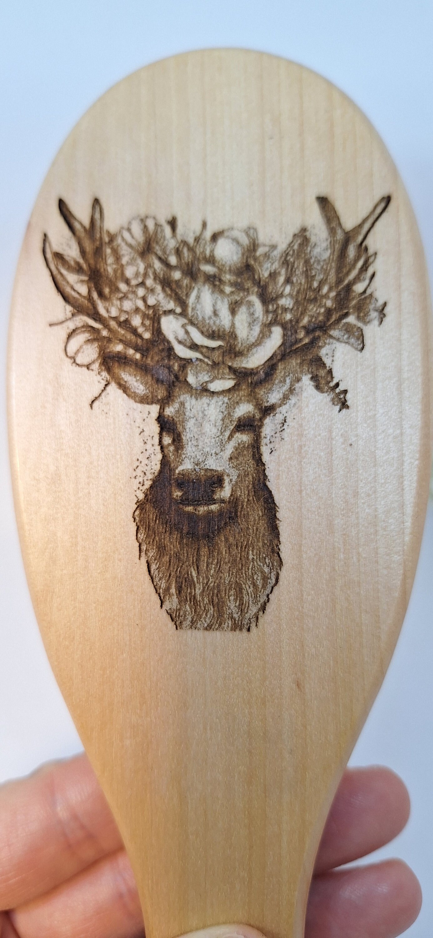 Bürste, Holzbürste, Haarbürste Mit Brandmalerei, Hirsch, Hirschkopf, Holzhaarbürste von Etsy - BluetenzauberVonAnna