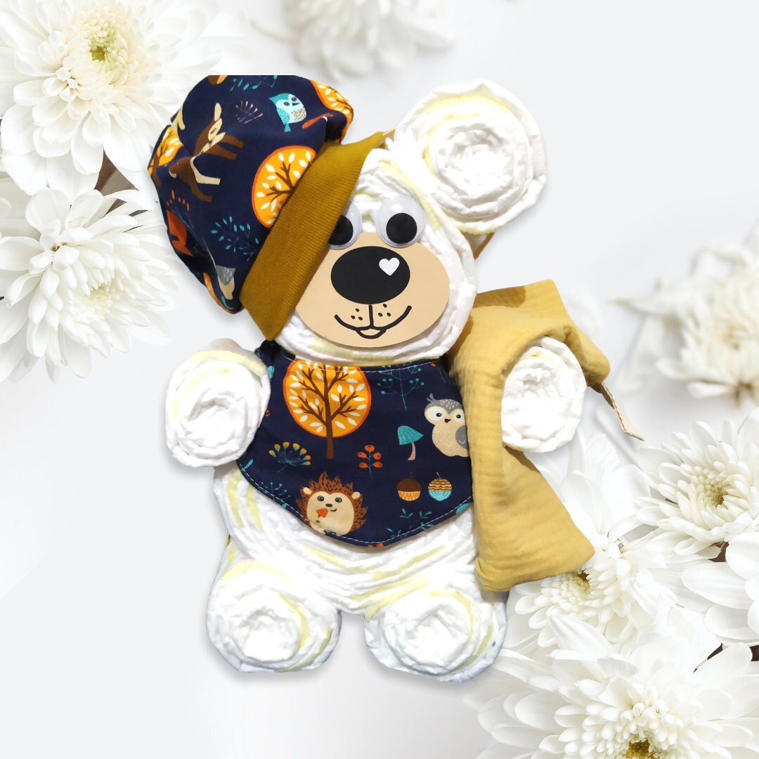 Geschenk Zur Geburt - Windeltorte Bär Handmade Mütze Halstuch Waschlappen Geschenk Zur Geburt - Windeltorte Bär Handmade Mütze Halstuch Waschlappen von Etsy - Blumbi