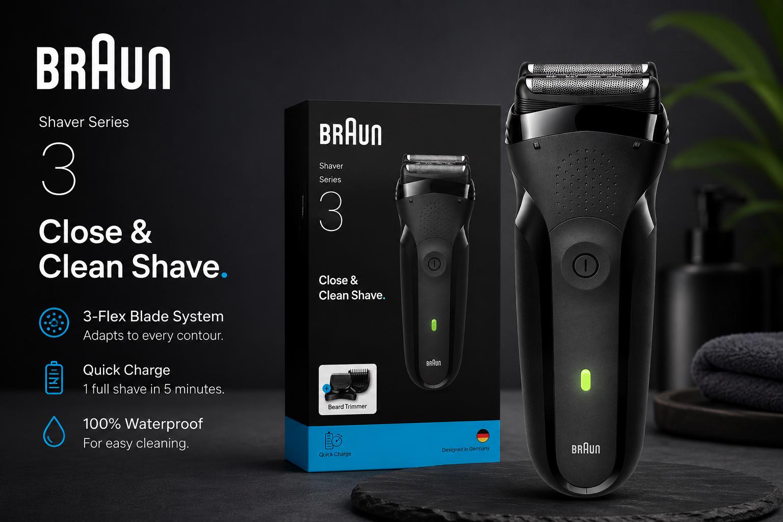 Braun Series 3 Electric Shaver + Beard Trimmer | Close & Clean Shave Quick Charge New Braun Series 3 Electric Shaver + Beard Trimmer | Close & Clean Shave Quick Charge New von Etsy - BlushBoxGift3