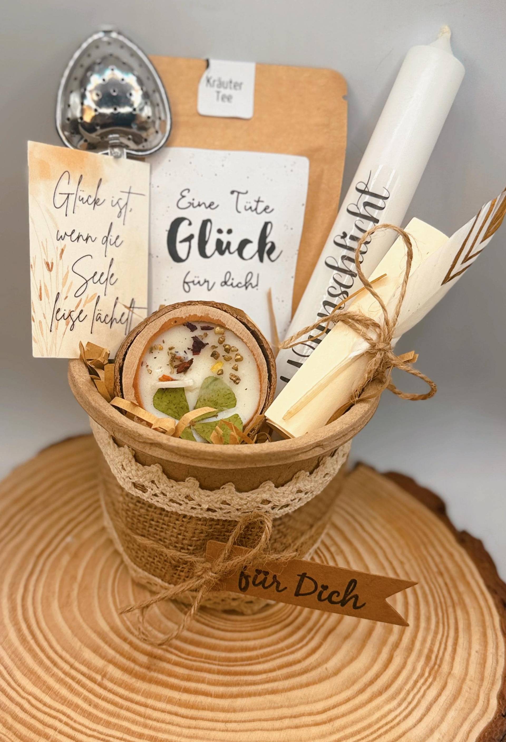 Geschenkset „Eine Tüte Glück" Glücksritual Mit Kerze & Tee - Geschenk Für Dich- Wunschlicht, Seelenglück, Mitbringsel, Lieblingsmenschen von Etsy - BoJaLiStore