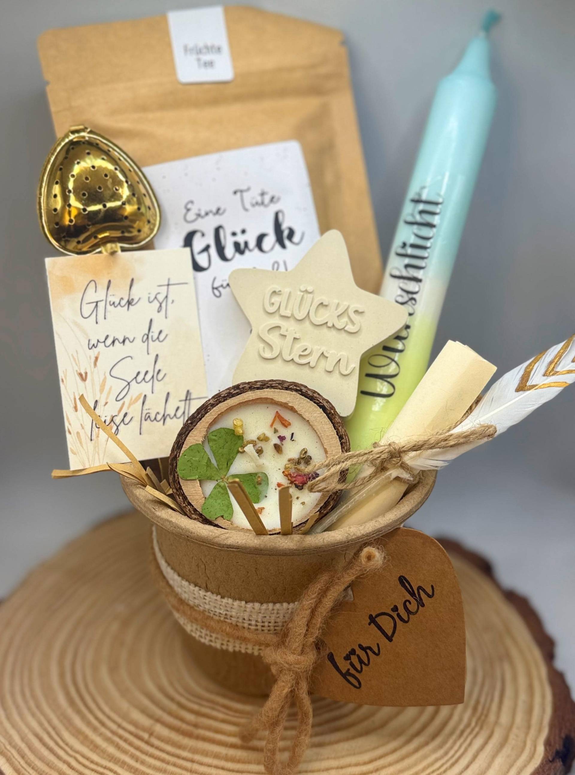 Geschenkset Glücksstern - Wunschlicht & Früchtetee Geschenk Für Dich Glücksritual, Teeset, Mitbringsel, Achtsamkeit, Herzensgeschenk von Etsy - BoJaLiStore