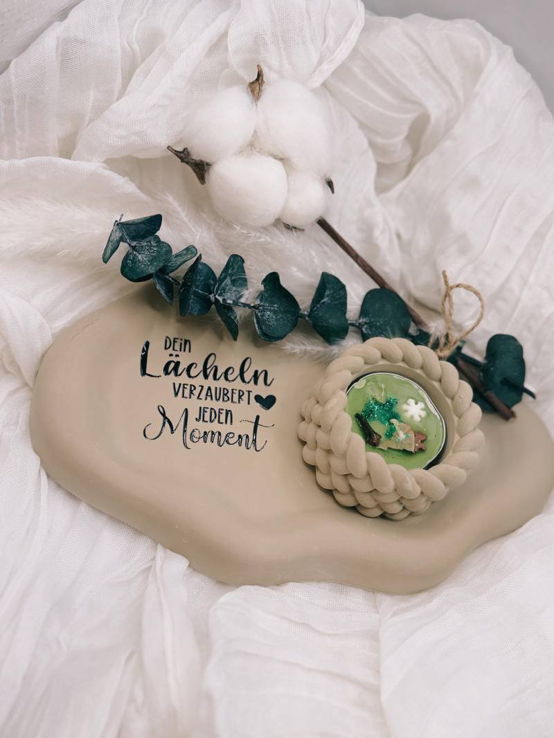 Gips-Dekoset „Dein Lächeln Verzaubert Jeden Moment" Mit Ritual-Teelicht & Trockenblumen Geschenkidee - Weihnachtsgeschenk von Etsy - BoJaLiStore