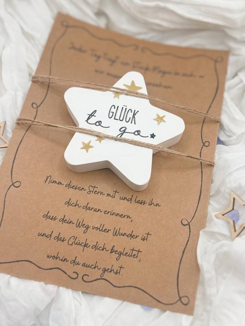 Glück To Go Stern - Handgemacht Aus Gips Mit A5 Karte | Kleines Geschenk Mutmacher Freundin, Kollegen, Geburtstag, Weihnachten, Mitbringsel von Etsy - BoJaLiStore