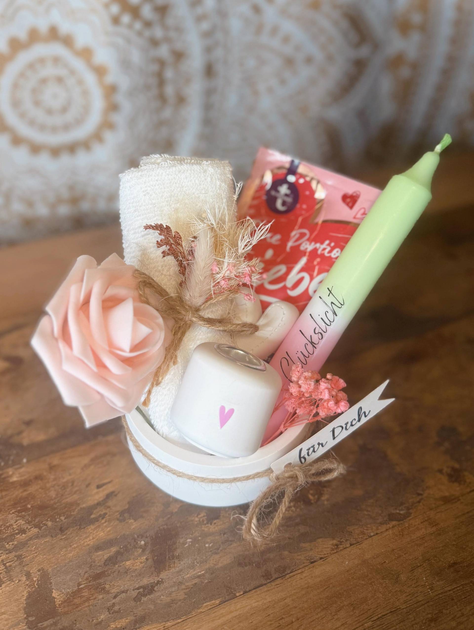 Kleines Geschenkset „Für Dich" Mit Glückslicht & Blütendeko - Mini Boho Geschenk Für Liebe Menschen von Etsy - BoJaLiStore