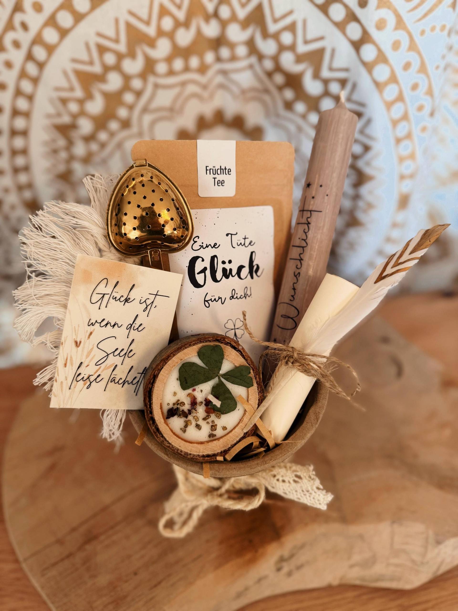 Kleines Glücksset Mit Rituallicht Und Tee Achtsamkeits - & Geschenkset Handgemacht Liebe Bojali Store von Etsy - BoJaLiStore