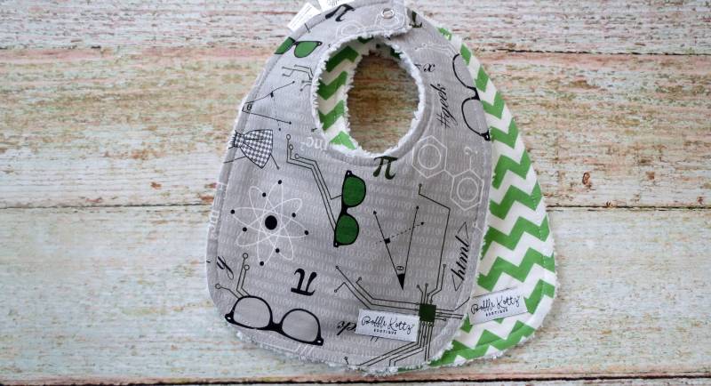 Baby Lätzchen - Boy Mod Wissenschaftler Grüne Chevron Chenille Geek Baby-Dusche-Geschenk von Etsy - BobbleKottzBoutique