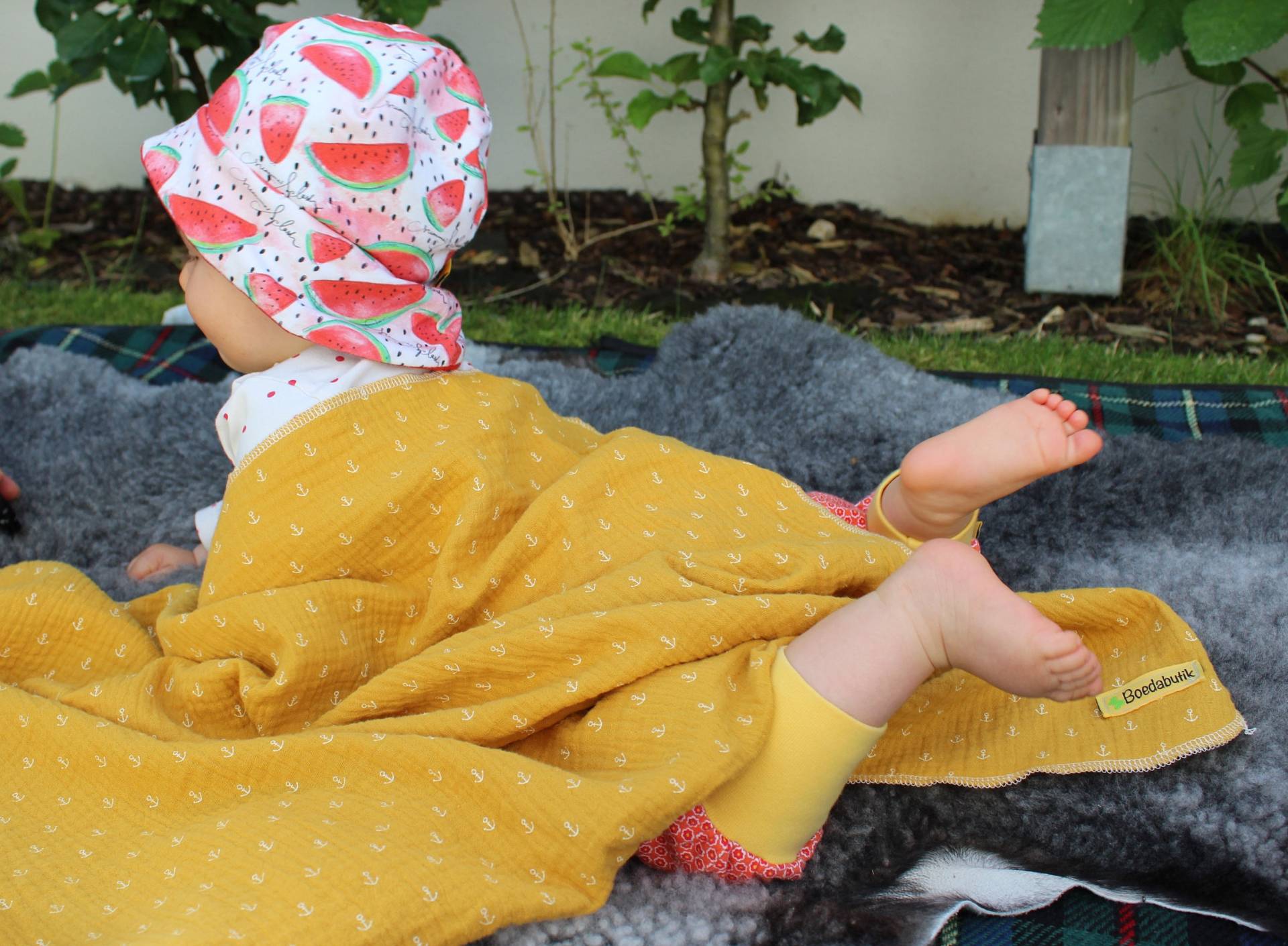 Sommerdecke, Pucktuch, Babydecke, Anker Senfgelb, Musselin von Etsy - Boedabutik