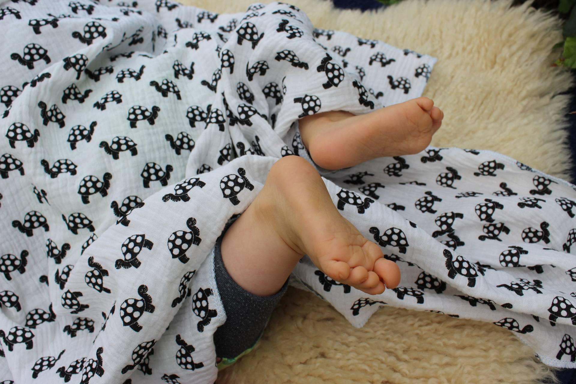 Sommerdecke, Pucktuch, Babydecke, Schildkröte, Cremeweiss, Musselin von Etsy - Boedabutik