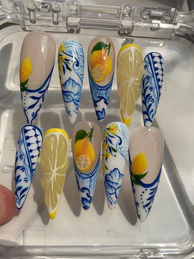 Lemon Press On Nails | Handmade Summer Citrus Nail Set Cute Yellow Fruit Art Glossy For Fresh Vacation Look Lemon Press On Nails | Handmade Summer Citrus Nail Set Cute Yellow Fruit Art Glossy For Fresh Vacation Look von Etsy - BohmBum