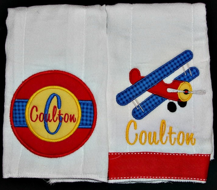 Benutzerdefinierte Applizierten Flugzeug Aufstoßen Tuch Satz von Etsy - BoutiqfullyYours